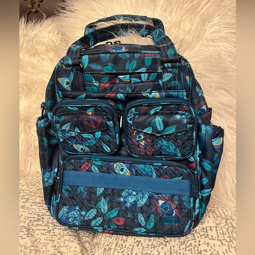 LUG Puddle Jumper convertible, backpack/tote peacock, multi